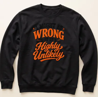 Bold retro t-shirt featuring a sarcastic phrase in black, orange, and white. — printed on a unisex sweatshirt