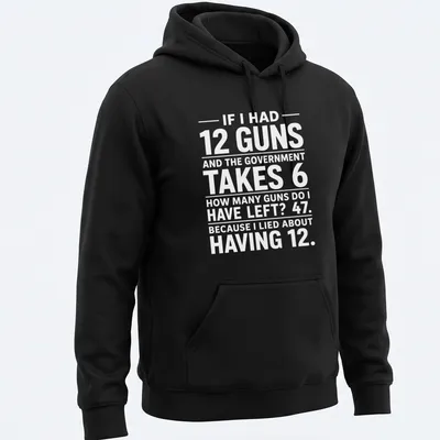 Text-based design featuring the Second Amendment with a humorous take — printed on a unisex hoodie