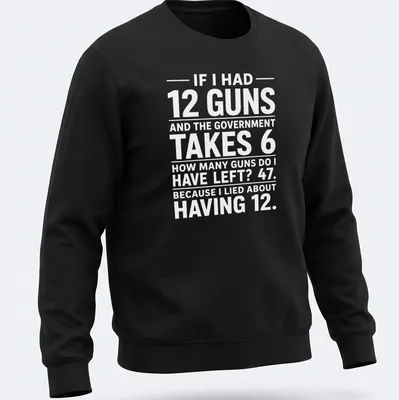 Text-based design featuring the Second Amendment with a humorous take — printed on a unisex sweatshirt