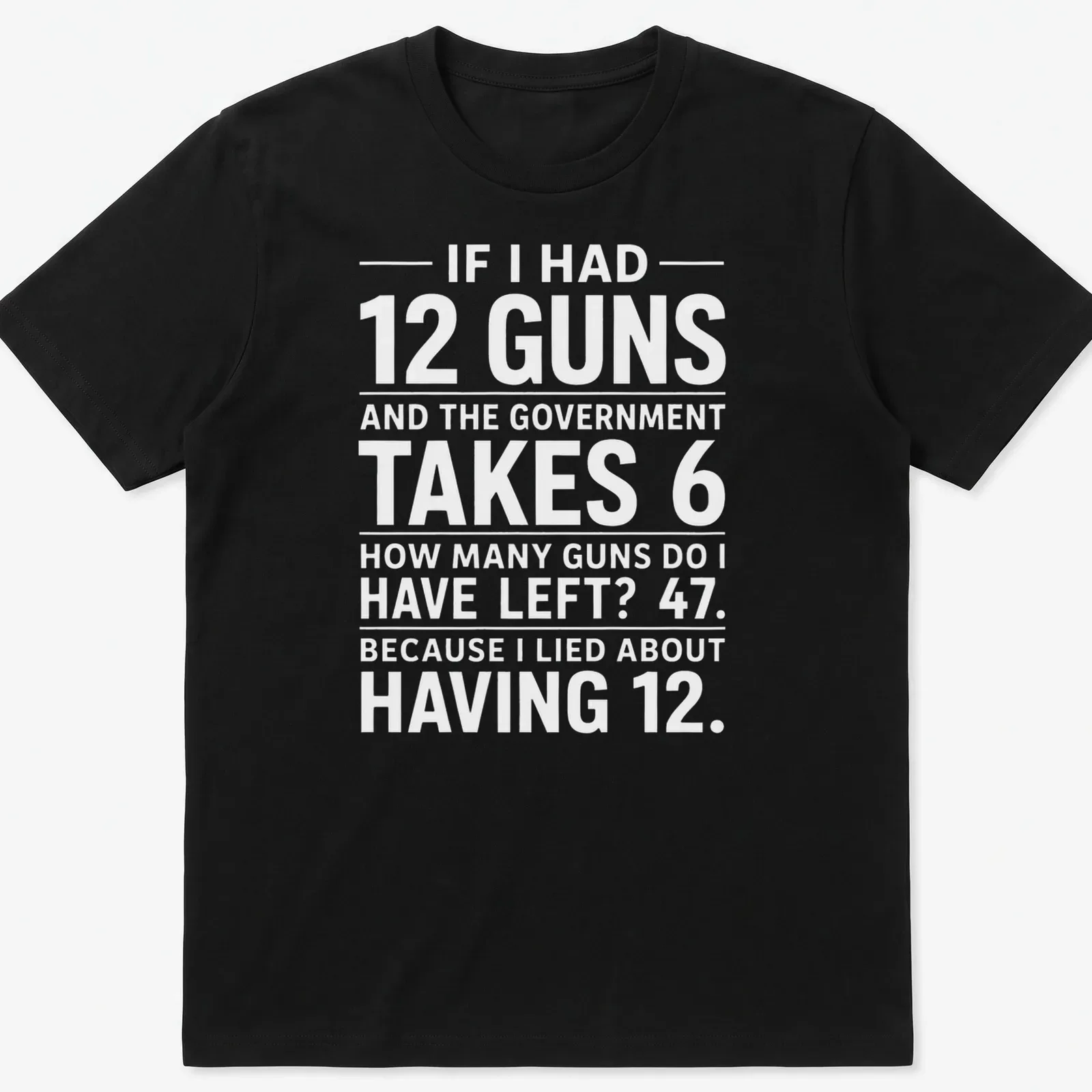 Text-based design featuring the Second Amendment with a humorous take — printed on a unisex t-shirt