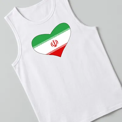 Heart shape featuring the Iranian flag in green, white, and red — printed on a tank top