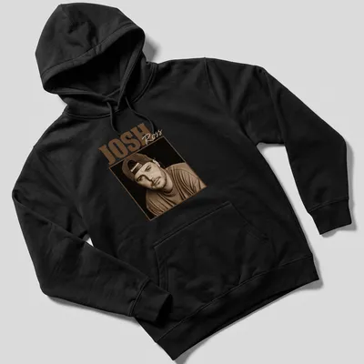 Vintage sepia-toned t-shirt featuring Josh Ross in brown, beige, and black — printed on a unisex hoodie
