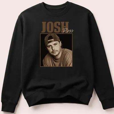 Vintage sepia-toned t-shirt featuring Josh Ross in brown, beige, and black — printed on a unisex sweatshirt