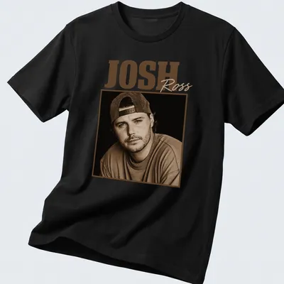 Vintage sepia-toned t-shirt featuring Josh Ross in brown, beige, and black