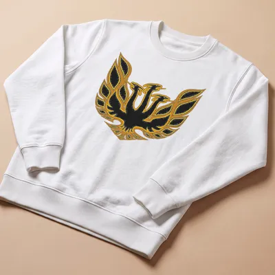 Bold graphic of King Ghidorah with golden wings on a black background — printed on a unisex sweatshirt