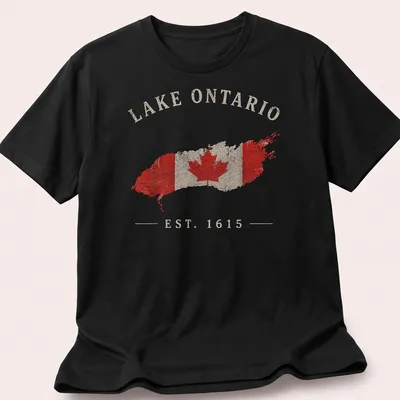 Vintage distressed Lake Ontario shirt featuring Canadian flag and text