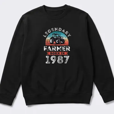 Vintage style T-shirt with a tractor illustration and bold text celebrating 40th birthday. — printed on a unisex sweatshirt