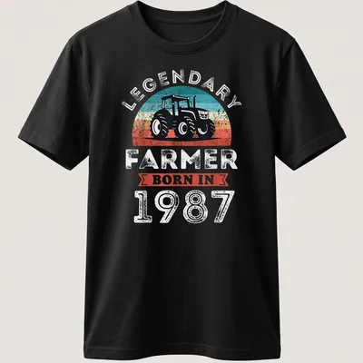 Vintage style T-shirt with a tractor illustration and bold text celebrating 40th birthday.