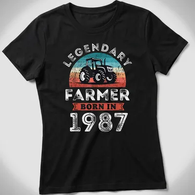 Vintage style T-shirt with a tractor illustration and bold text celebrating 40th birthday. — printed on a women's shirt