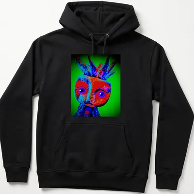 Colorful Limey Cassava character t-shirt in vibrant, surreal style — printed on a unisex hoodie