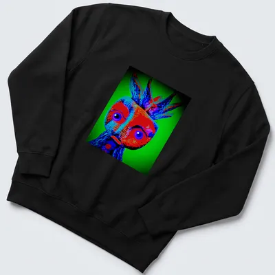 Colorful Limey Cassava character t-shirt in vibrant, surreal style — printed on a unisex sweatshirt