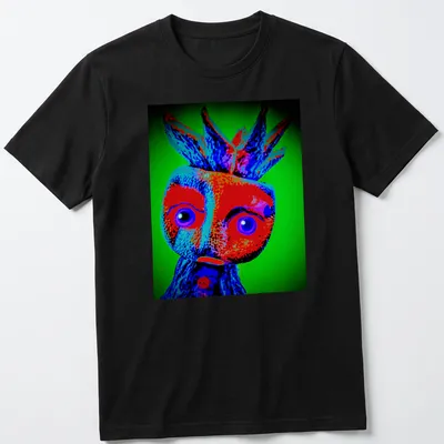 Colorful Limey Cassava character t-shirt in vibrant, surreal style — printed on a unisex t-shirt