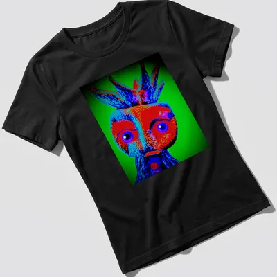 Colorful Limey Cassava character t-shirt in vibrant, surreal style — printed on a women's shirt