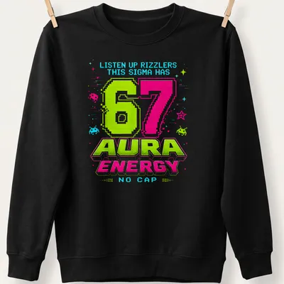 Retro pixel art tee featuring a Sigma character with humorous text — printed on a unisex sweatshirt