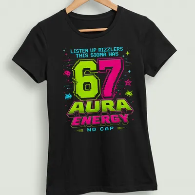 Retro pixel art tee featuring a Sigma character with humorous text — printed on a women's shirt