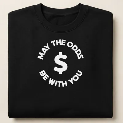Bold lettering of 'May The Odds Be With You' on a sports betting — printed on a unisex sweatshirt