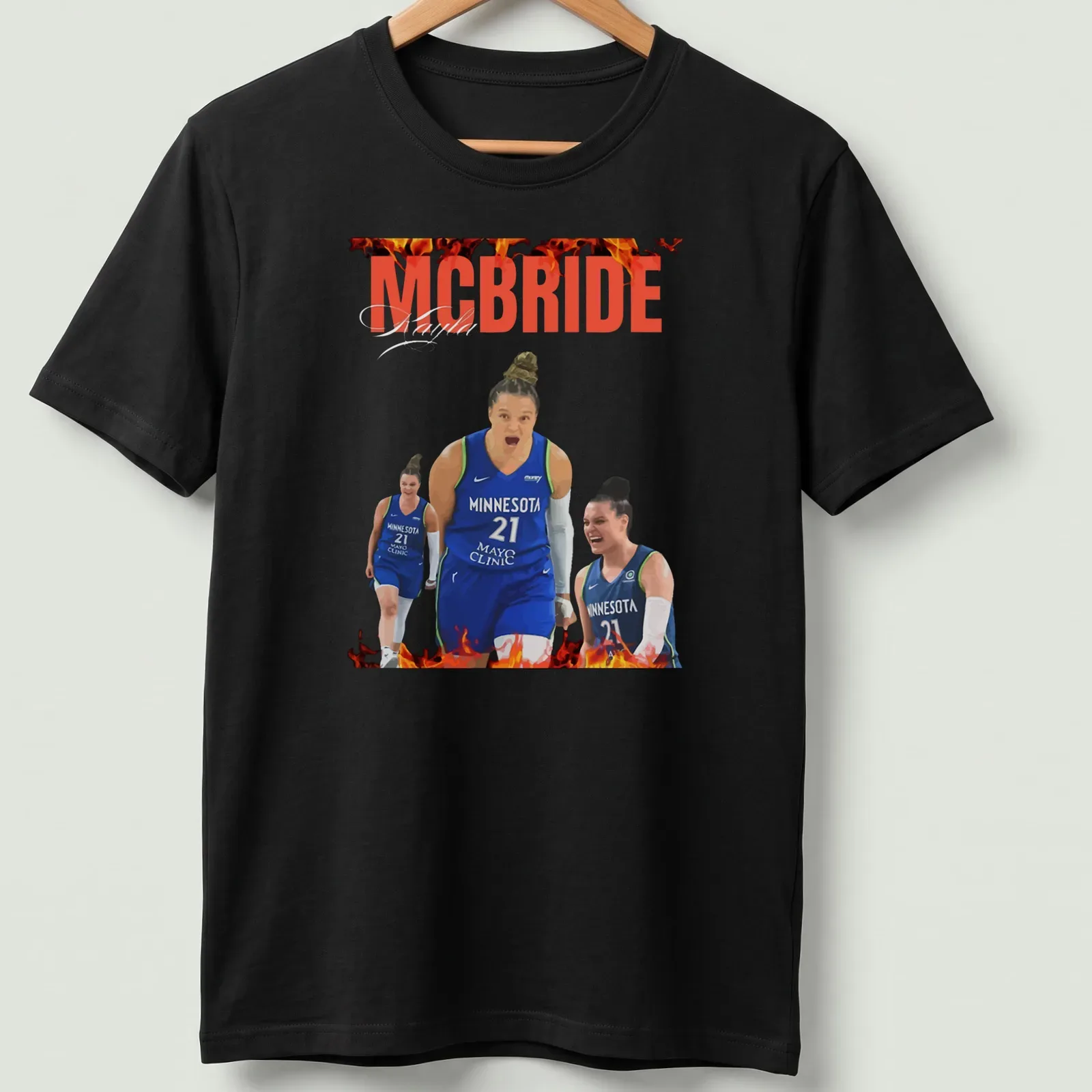 Illustrative basketball player t-shirt with text for Kayla from Mayo Clinic — printed on a unisex t-shirt