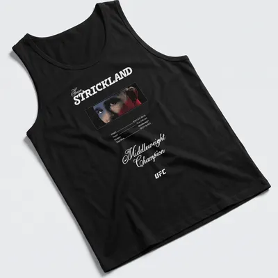 Dramatic portrait of Sean Strickland with the text Middleweight Champion in bold colors. — printed on a tank top