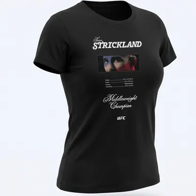 Dramatic portrait of Sean Strickland with the text Middleweight Champion in bold colors. — printed on a women's shirt