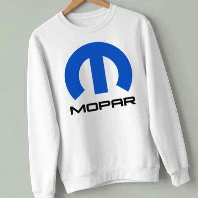 MOPAR logo in modern typography with blue, black, and white colors — printed on a unisex sweatshirt