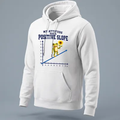 Cheerful cartoon frog holding a flower with positive message text — printed on a unisex hoodie