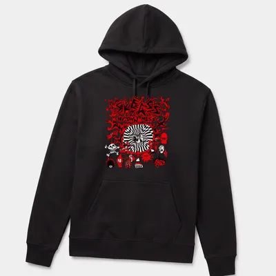 Bold graphic shirt with a monster and flames, featuring Skegss My Own Mess text — printed on a unisex hoodie