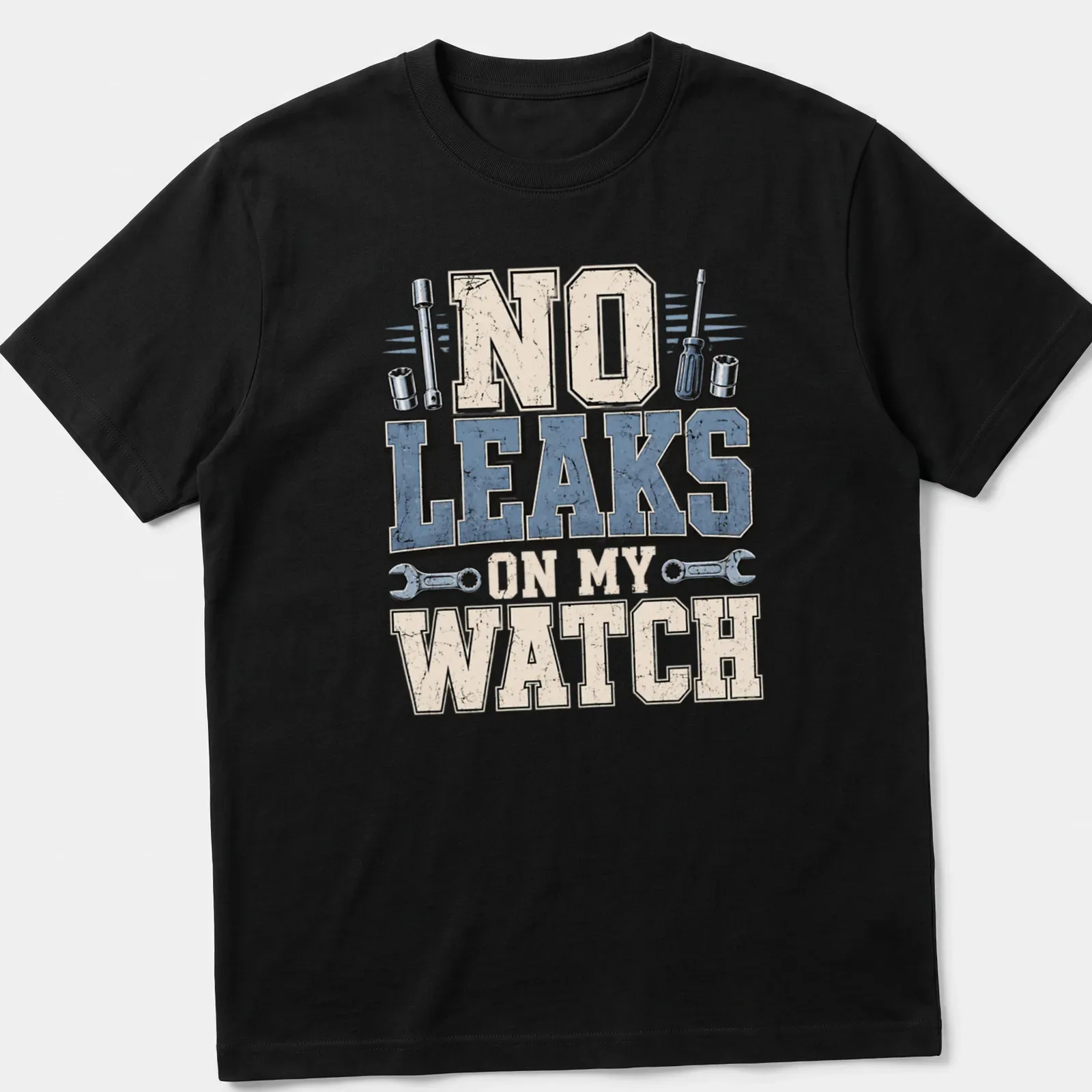 Retro distressed Mechanic humor t-shirt with tools and bold text — printed on a unisex t-shirt