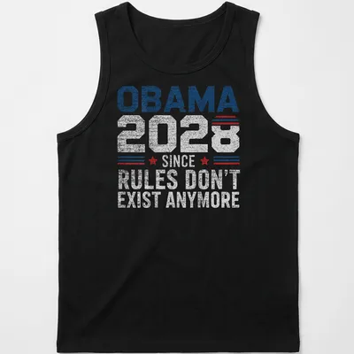 Retro distressed Obama 2028 shirt featuring bold text in red, white, and blue — printed on a tank top