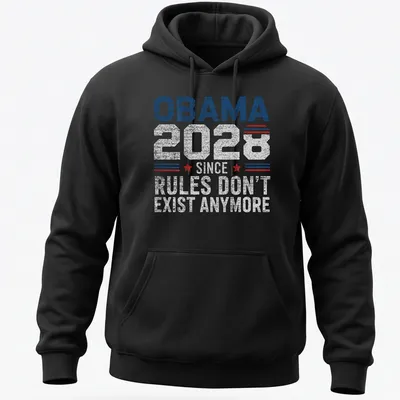 Retro distressed Obama 2028 shirt featuring bold text in red, white, and blue — printed on a unisex hoodie