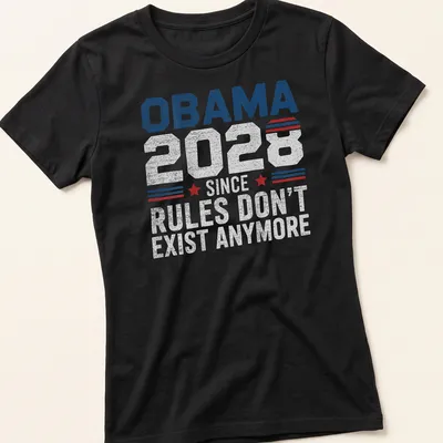 Retro distressed Obama 2028 shirt featuring bold text in red, white, and blue — printed on a women's shirt