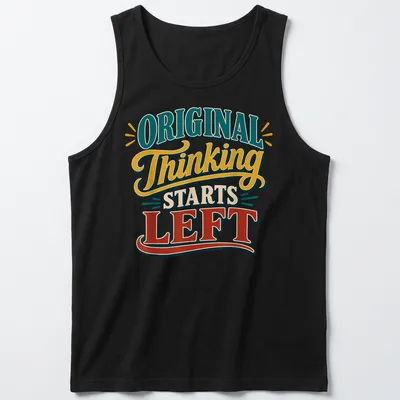 Vintage retro shirt featuring Southpaw Writer graphic and playful text. — printed on a tank top