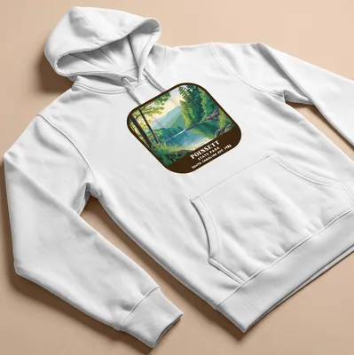 Vintage landscape illustration of Poinsett State Park with park name and establishment year — printed on a unisex hoodie