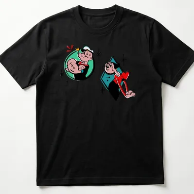 Cartoon design of Popeye and Olive Oyl with the text 'Popeye And Olive Love'