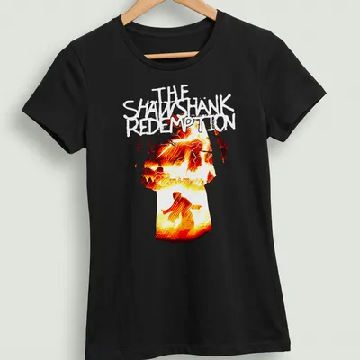 Silhouette of a person in fiery colors with dramatic illustration — printed on a women's shirt