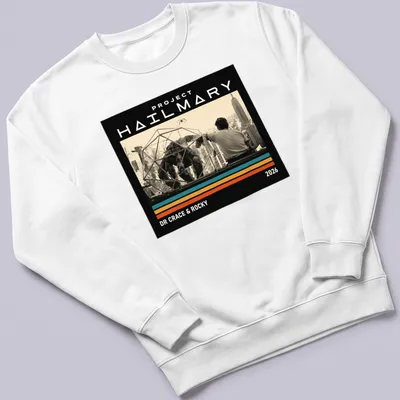 Retro vintage t-shirt featuring a large creature and human figure in vibrant colors. — printed on a unisex sweatshirt