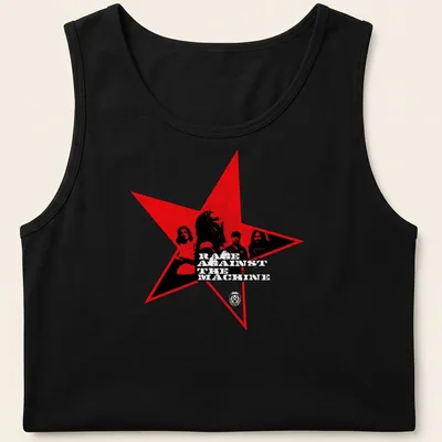 Vintage Red Star T-shirt featuring Rage Against The Machine band members — printed on a tank top
