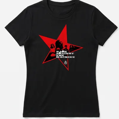 Vintage Red Star T-shirt featuring Rage Against The Machine band members — printed on a women's shirt