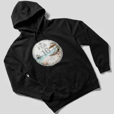 Elegant illustration of a tropical beach scene with lounge chairs and inspirational text — printed on a unisex hoodie