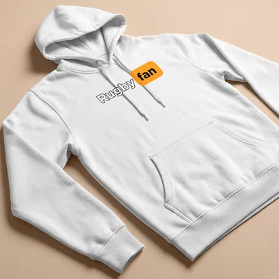 Bold modern Rugby Fan t-shirt featuring black, orange, and white text — printed on a unisex hoodie