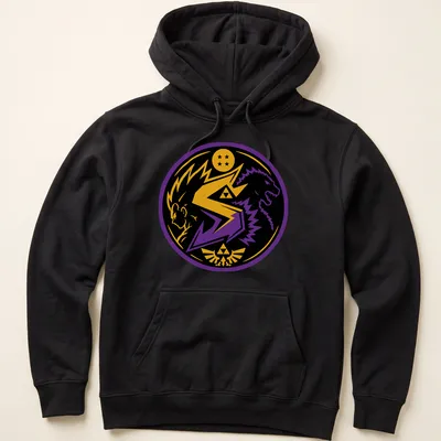 Bold graphic of a dragon and warrior with Saiyzillian logo in vibrant colors — printed on a unisex hoodie