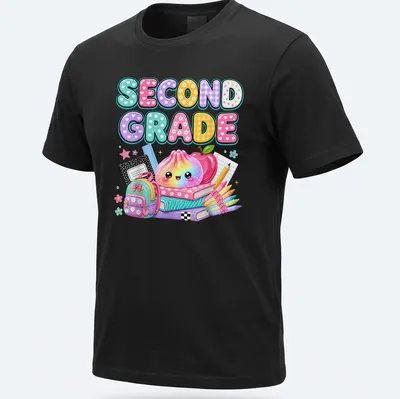 Kawaii dumpling with pastel colors and text Second Grade, perfect for students