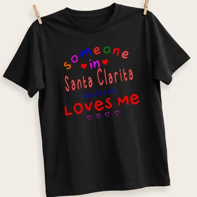 Colorful playful design with text about Santa Clarita love.