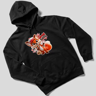 Kawaii style fox mail carrier t-shirt with vibrant colors and cheerful design — printed on a unisex hoodie