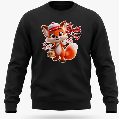 Kawaii style fox mail carrier t-shirt with vibrant colors and cheerful design — printed on a unisex sweatshirt