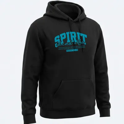 Modern typography of a Bible verse in turquoise and white on T-shirt. — printed on a unisex hoodie