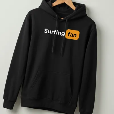 Bold typography Surfing Fan t-shirt with energetic colors — printed on a unisex hoodie