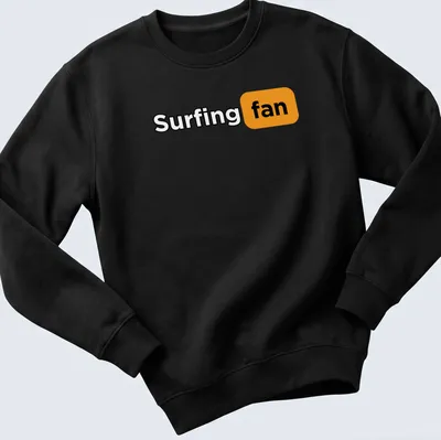 Bold typography Surfing Fan t-shirt with energetic colors — printed on a unisex sweatshirt
