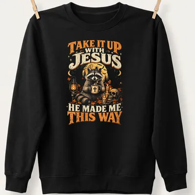 Vintage illustration of a raccoon with humorous text on a — printed on a unisex sweatshirt