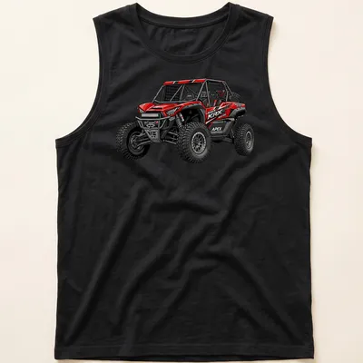 Illustration of a Kawasaki Teryx KRX UTV with 'Teryx KRX Baja Spec' text in red and black. — printed on a tank top