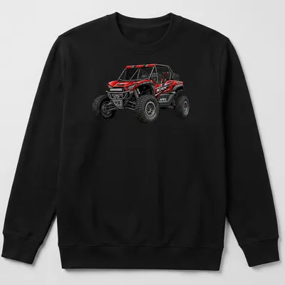 Illustration of a Kawasaki Teryx KRX UTV with 'Teryx KRX Baja Spec' text in red and black. — printed on a unisex sweatshirt